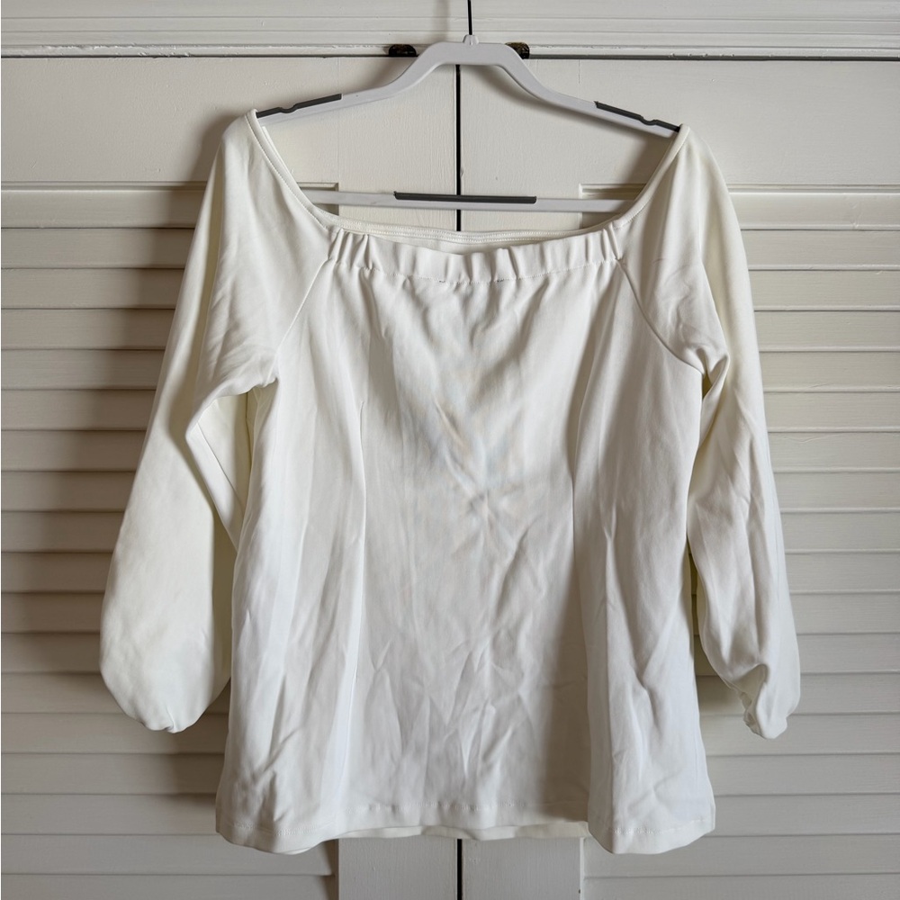 Boston Proper Beyond Travel Off the Shoulder White Blouse - Picture 2 of 3